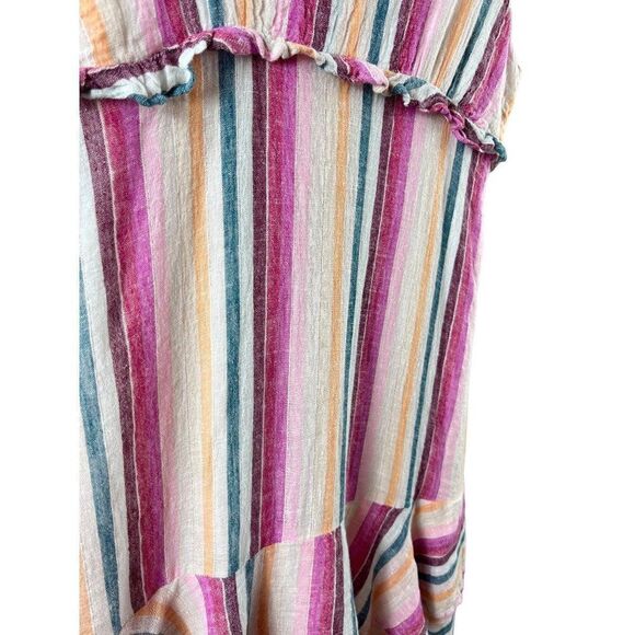 Rails Martina Linen Blend Sleeveless Mini Dress Small Avila Stripe Ruffled Pink - Picture 5 of 13